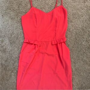 Everly Coral Pink Mini Dress with Pockets & Ruffle Waist – Size Small